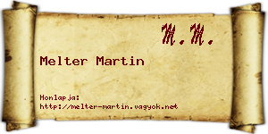 Melter Martin névjegykártya